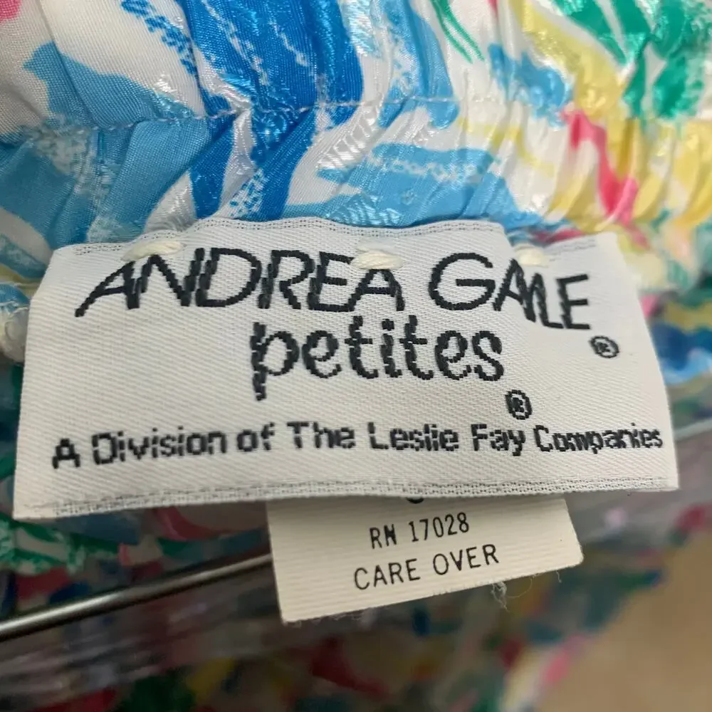 VINTAGE ANDREA GAYLE PETITES Midi Pleated Skirt Elastic Waist Multicolor Size SP